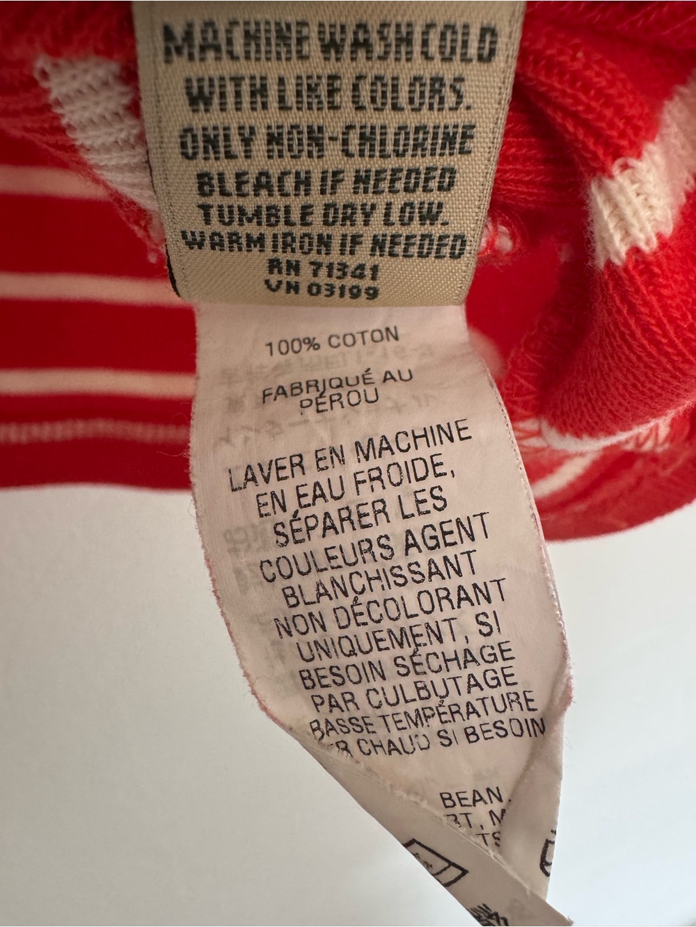 L.L. Bean Boat Neck French Sailor Ribbed Knit Pullover Top 3/4 Sleeve Orange - Picture 10 of 10